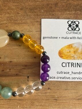 Citrine  attracts money fast hand made  Bracelet w Amethyst and Tiger eye